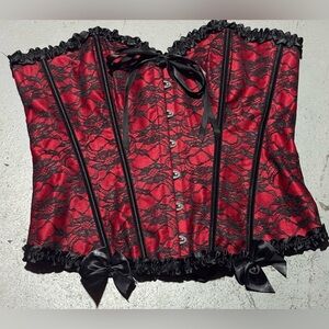 Unlisted Red and Black Lace Corset
